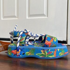 FARM Rio Blue and Multicolor Parrot Sandals